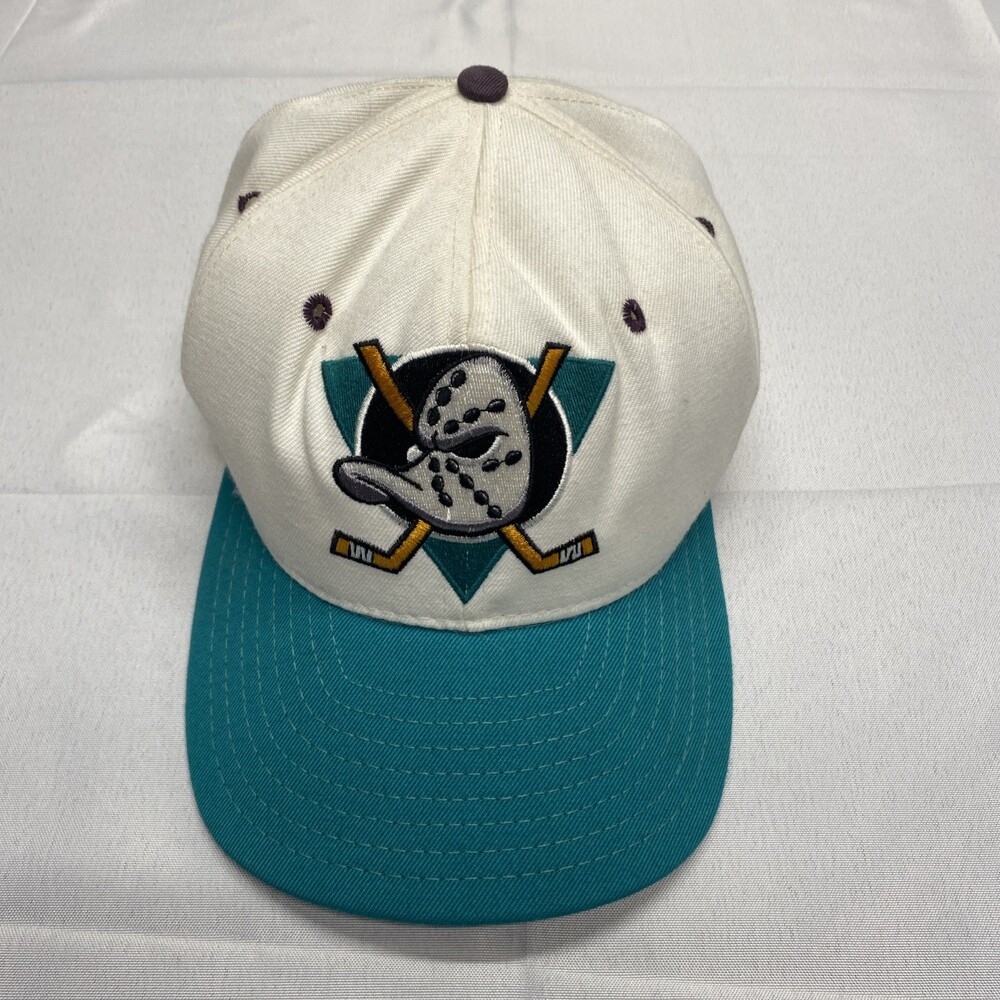 Vintage AJD Anaheim Mighty Ducks NHL Snapback Hat Teal White